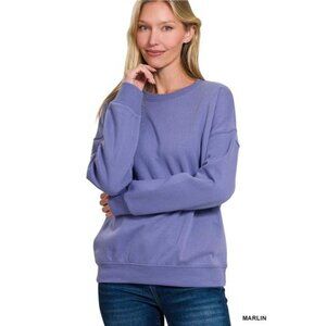 ✨NWT Zenana Full Size Fleece Drop Shoulder Sweatshirt Plus Size‎